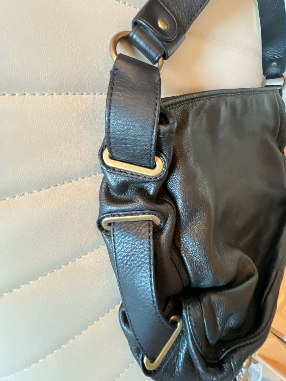 Michael Kors Black Pebbled Leather Shoulder Bag with Front Buckle Detail - Picture 7 of 7